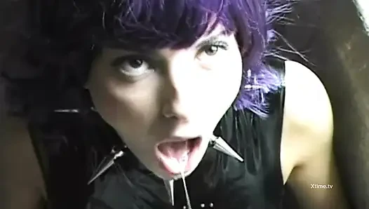 Dilating ass hole of a sexy shaved girl in fetish dress