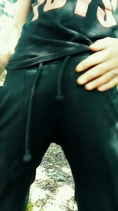 Twink Is Jerking with Used Condom Under Foreskin Outdoor