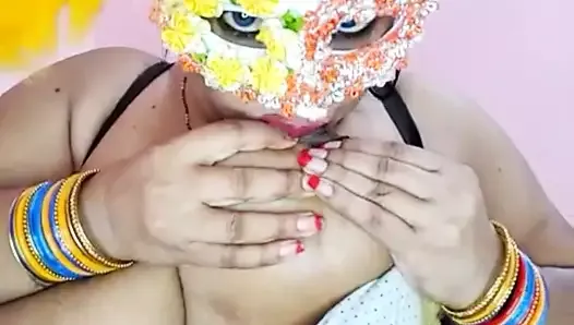 aunty licking her nipples with honey