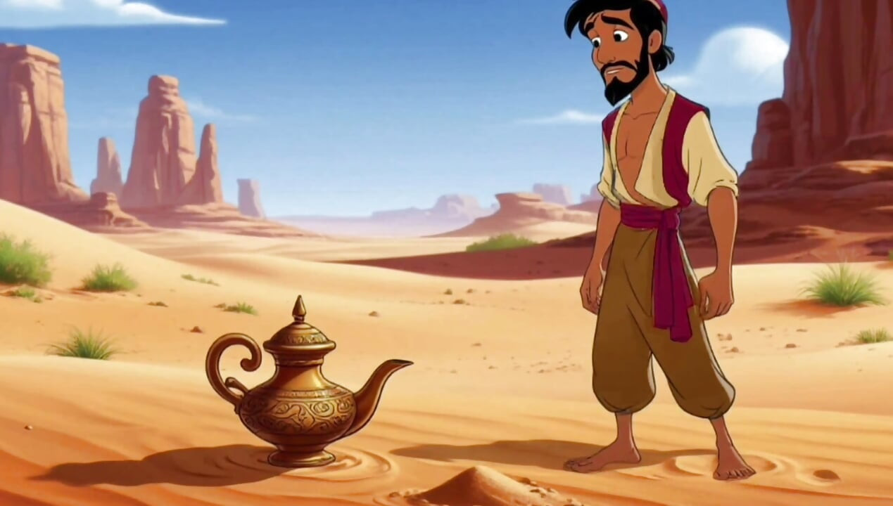 Chica genie masturba la polla a Adaddin. Historia de cuento de hadas