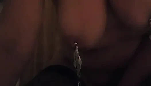 Pain slut: Nipple weights, pussy clamps. Playing with a wand to orgasm.
