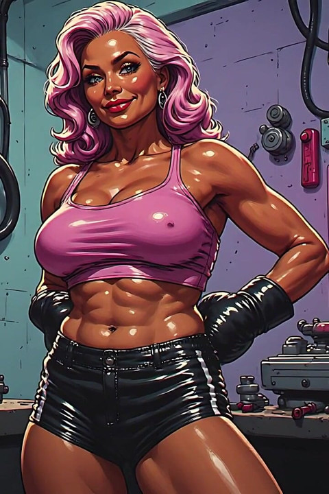 Beautiful Fit Pink-haired Babes Art