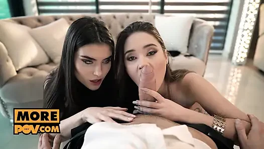 Seks threesome bareng si cewek nakal stefany kyler dan liya silver di seks threesome pov