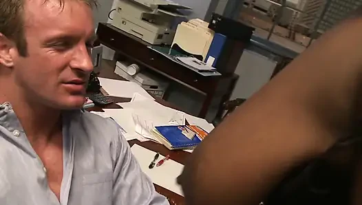 Ebony licks her own nipples while getting nailed by white dude