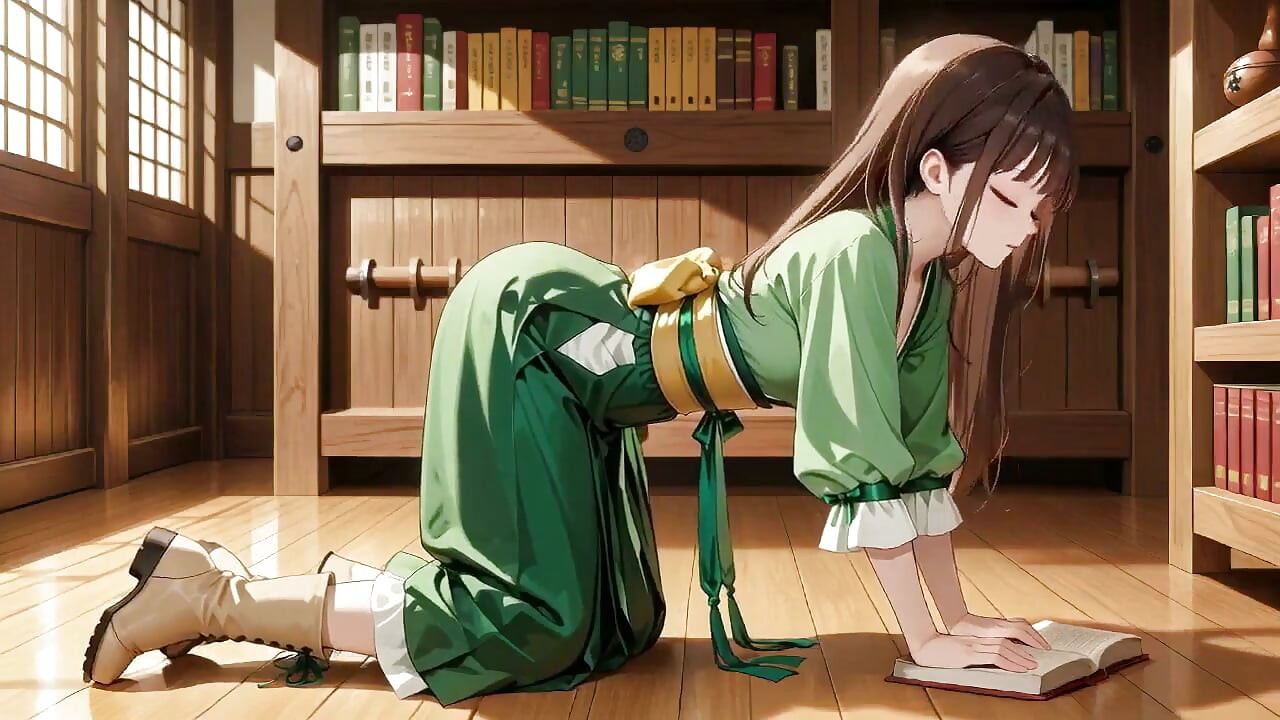 Klečíc na Tatami s kraťasem, její oči jsou mlhavé. Sluneční světlo zasáhne její mokrou kůži tak, jak jde od Serene po svůdný.