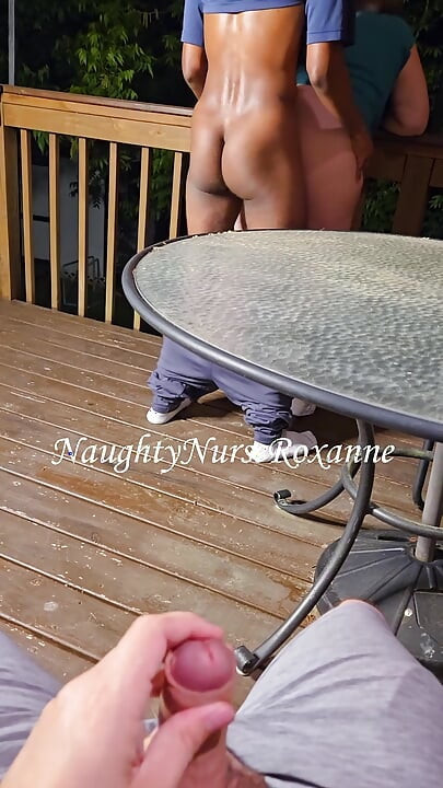 BBC Cucks Husband Outside on Deck