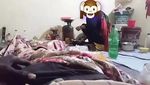 I was cooking and the guy masturbated behind my back. Indian desi boy and mummy