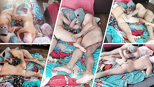 Прелюдия в спальне с парой в любительском видео.