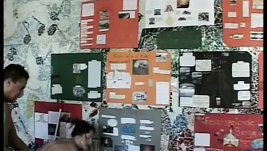 Busty German teacher eats cum after the classes