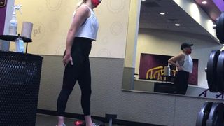 Blonde Working out.