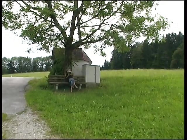 Horny outdoor fucked by the mask man