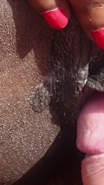 Powerful moment from "Black milf gets her pussy eaten and fucked at the pool by old man"