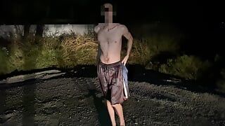 Man Strips and Walks down Public Road at Night