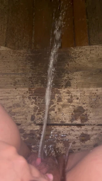 Quick morning piss in my backyard no panties