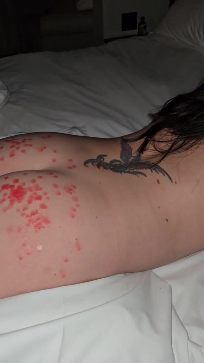 He drips wax on my ass and then cums on my pussy to cool me off! | Clip 1