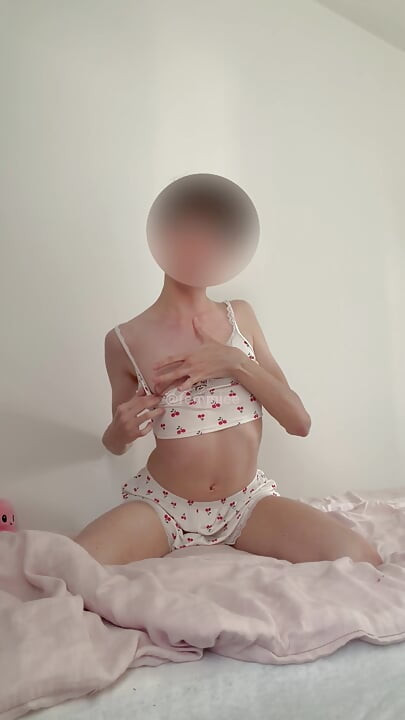 Cute teen slim femboy striptease