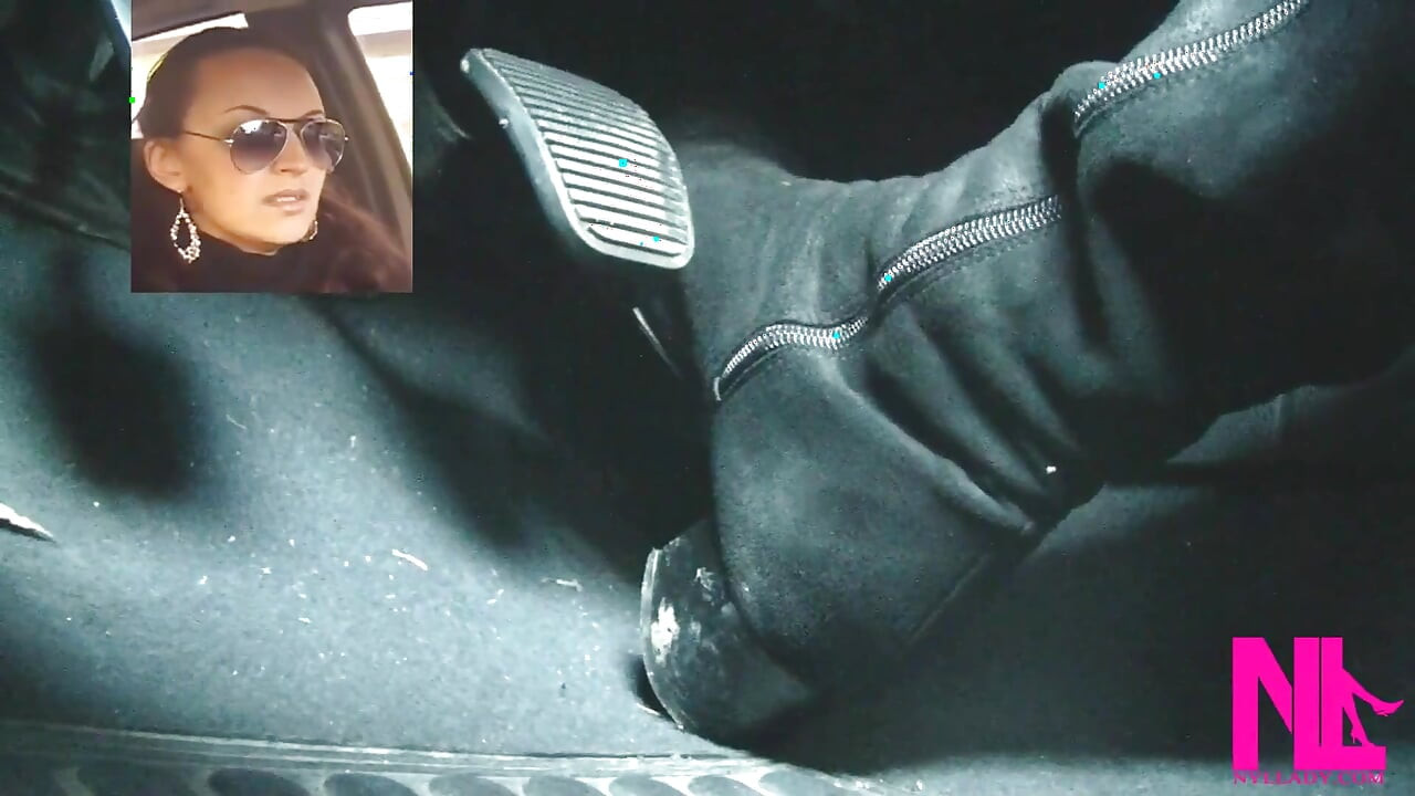 Driving Fast in Black Suede Knee High Boots