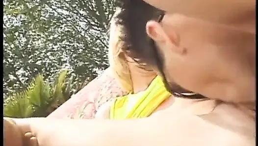 Virgin teen blonde fucks hard at poolside in sofa