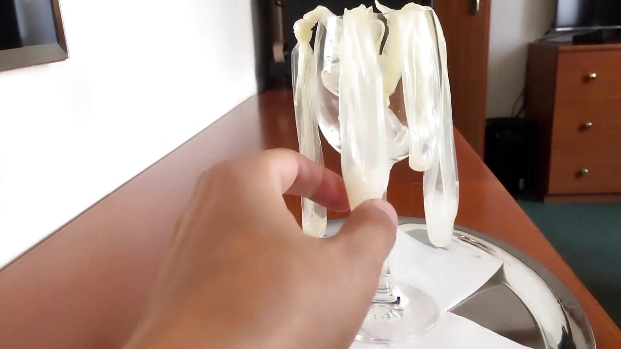 Cumdump Get Many Loads of Used Condoms - Cum Nectar - Glass of Cum