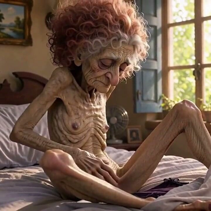 Very Old Widow Masturbates Her Wrinkled Pussy Alone and Craves a Huge Cock