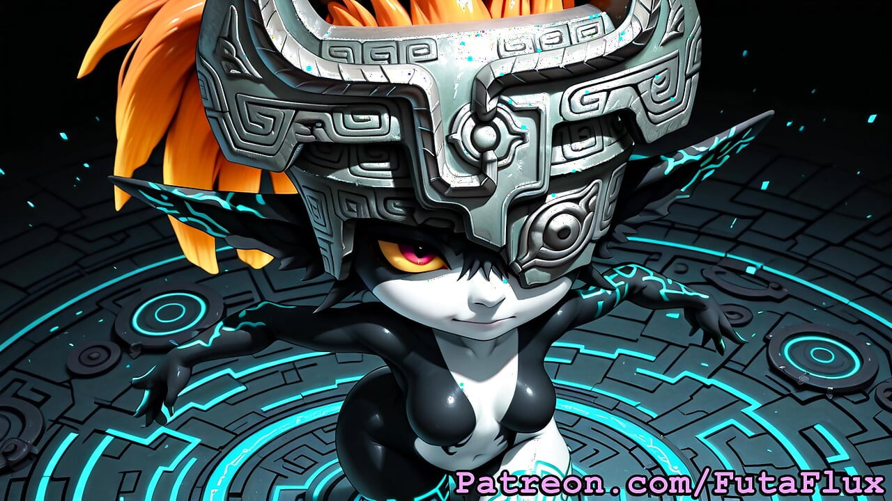 Futanari Midna from Zelda - Masturbating, Cumshots, Self sucking