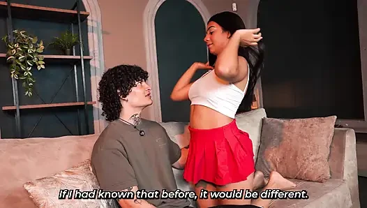 Nerd stepbrother ends up enjoying his stepsister's slim body