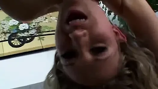 Perfect blonde babe takes a big rod in her tight asshole
