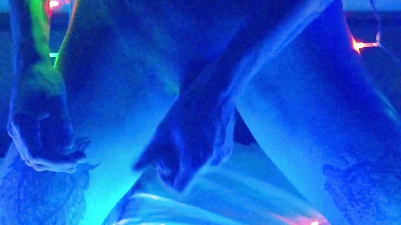 Jerking off in Christmas Lights