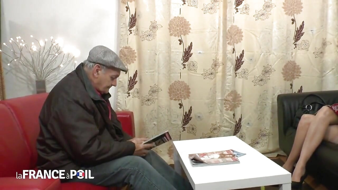 Horny Brunette Fucks Old Man in Waiting Room