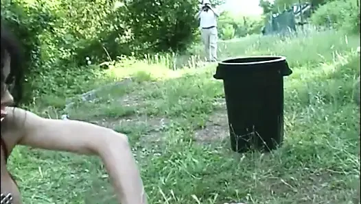 A Dirty MILF in the Park Gets Fucked and Fucked in the Ass by Her Young Friends