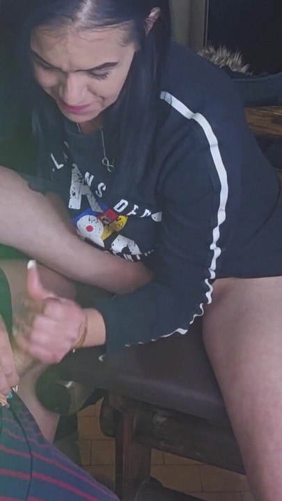 Friends girlfriend jerking me off with glass panties | Clip 1