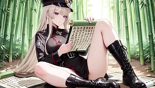 Blonde Valkyrie's Undressing Moment, That Great-slit Black Uniform Is Insane!