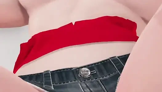 Сочная белая девушка с большой шикарной задницей подпрыгивает на дилдо и трахает машину