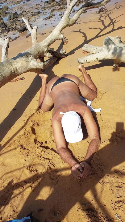 Ladysilva on the Beach Tanning Her Ass in Panties