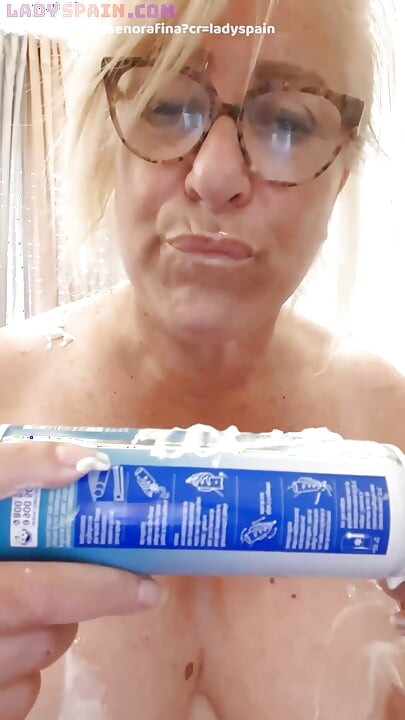 Fina Gets Completely Covered in Whipped Cream, Totally Naked. Horny MILF