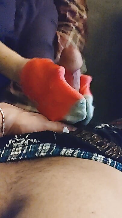 Son derece seksi ayak bileği çorapla muamele ve çorapla elle muamele