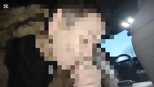 Sex on a winter road in a car
