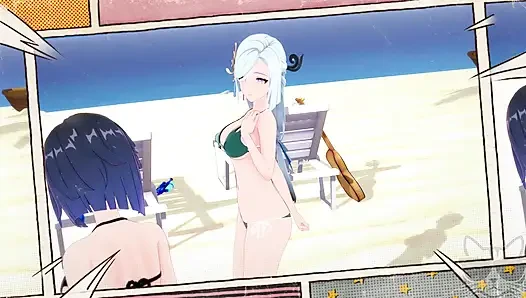 Yelan x Shenhe at the beach (genshin impact) P1 STORY