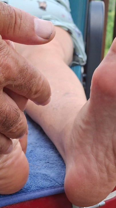 I put some lotion on my neighbor feet | Clip 1