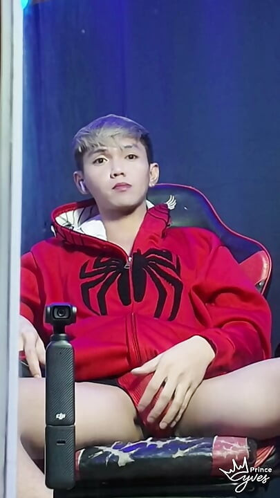 Inked Boy in a Spidey Hodi Masturbating