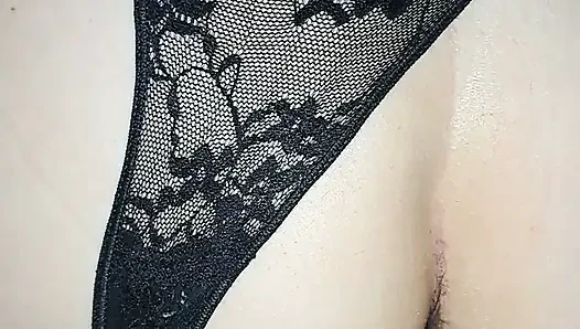 Plug under her underwear and fuck her pussy and cum on her underwear