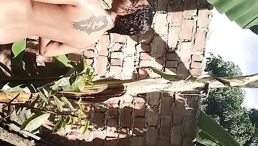 A neighbor saw me while I was playing in the yard