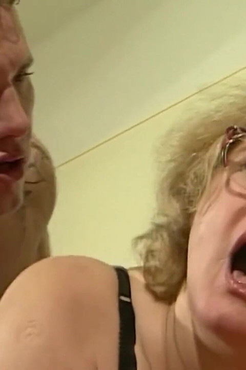 Oma sucks cock then bends over for a hard fuck to mouth cumshot