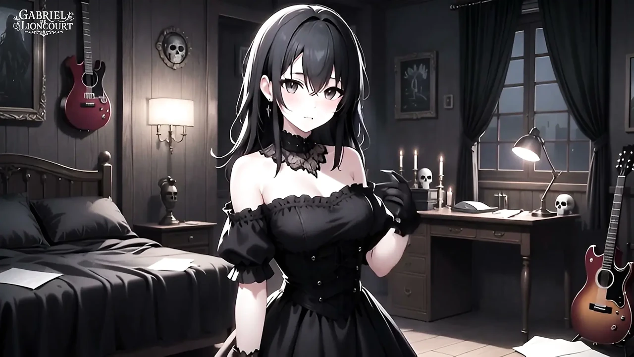 Goth Girl Fan Fucks Rockstar Backstage  - Hentai