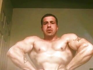 Face Reveal. Oiled Up Muscle Pose down