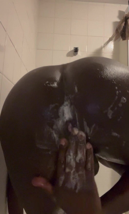 Black sissy pussy play In shower