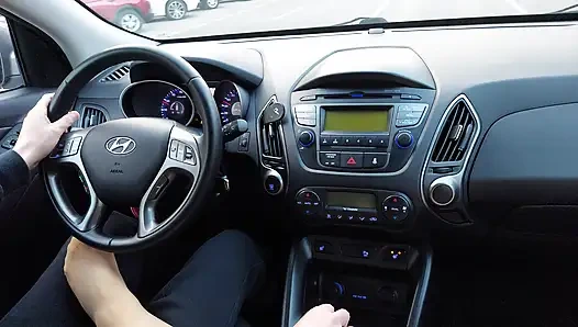 Mature stepmom teases her stepson in the car in public in the morning with her sexy legs in stockings