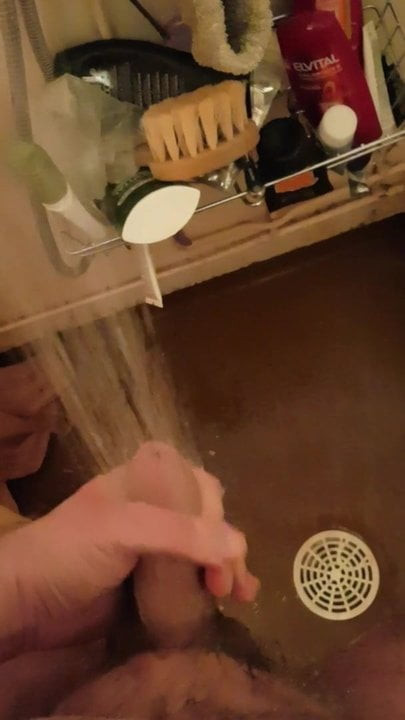 In the shower.