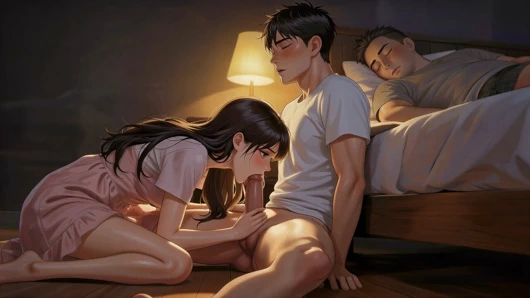 In front of my elder stepbrother's prese, My sister-in-law actually did such a thing to me.This is just too exciting.. AI-generated