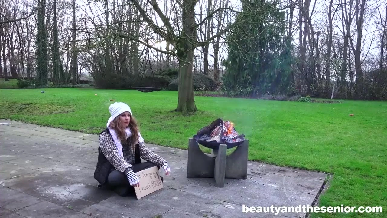 Homeless teen fucks granddad in the park for little cash